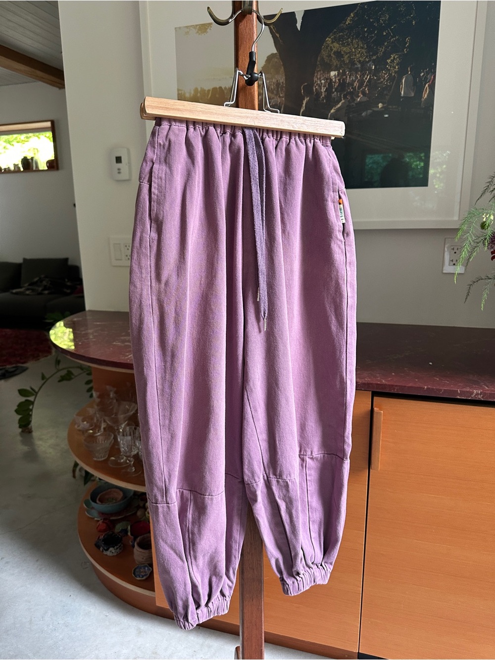 Kids Elastic-Waist Casual Woven Cotton Pants in Mauve